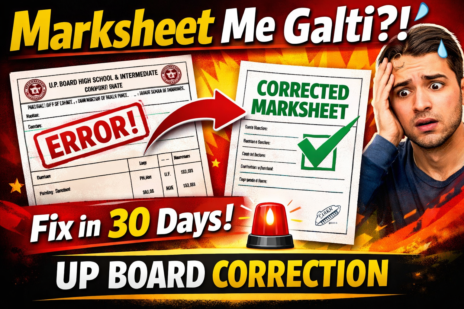 UP Board Marksheet Correction 